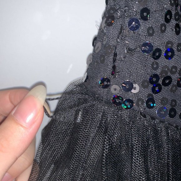 Cocktail Prom Wedding Party Sequin Mesh Ruffle High Waist Black Dress XL - Picture 7 of 8